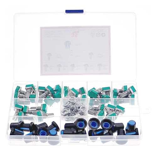 35pcs 3pin shaft 15mm amplifier sealing potentiometer 1K/5K/10K/50K/100K/500K with knob BOX Capacitance Meters von KDMYXBFZI