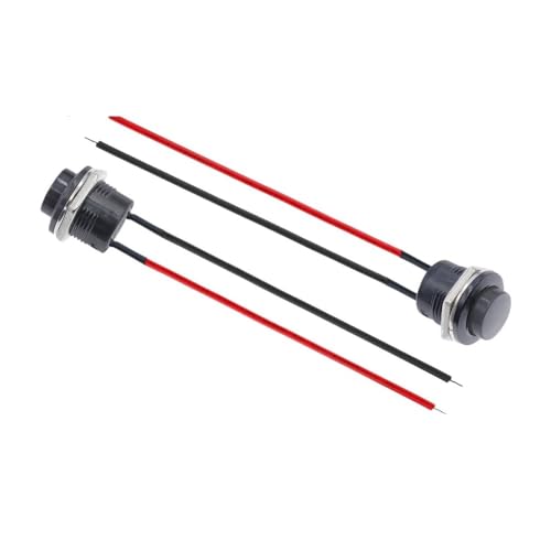 6PC Momentary Push Button Switch With Cable 16mm 6A/125VAC 3A/250VAC Round Switches R13-507 black von KDMYXBFZI