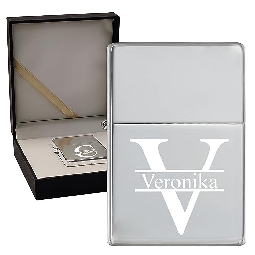 KDO MAGIC - Feuerzeug personalisiert - Eingravierter Vorname - Farbe Grau - Geschenkidee für Herren, Geburtstag, Vatertag (Motiv: Großbuchstabe) von KDO MAGIC