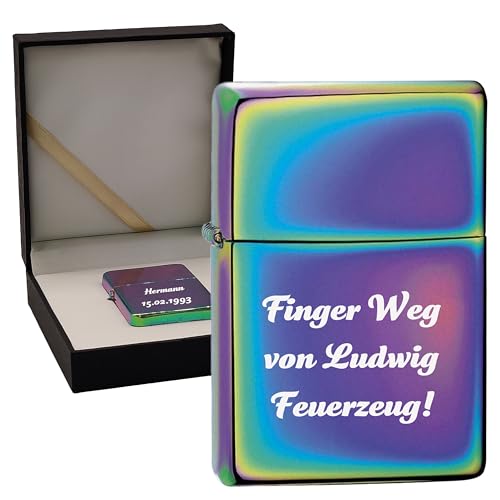 KDO MAGIC - Feuerzeug personalisiert - Eingravierter Vorname - Farbe ICY - Geschenkidee für Herren, Geburtstag, Vatertag (Motiv: Text) von KDO MAGIC