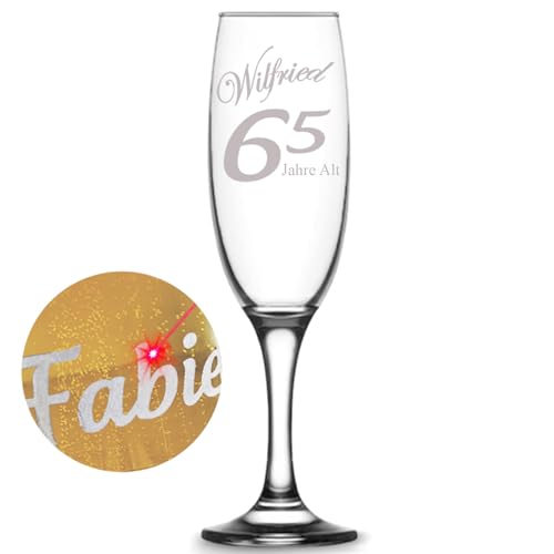 KDO MAGIC - Personalisierte Champagnerglas - Personalisierbares Champagnerflöte - Champagnerglas mit Gravur des Namens oder Text - Geschenk zum Muttertag, Mutter, Geburtstag (Modell Geburtstag) von KDO MAGIC