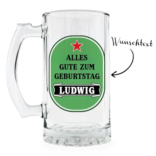 KDO MAGIC - Personalisierter Bierkrug - Bierglas 470 ml - Personalisiert mit einem Text - Mehrere Modelle Personalisierbarer - Geburtstagsgeschenk, Vatertag, Weihnachten (Motiv: Stern) von KDO MAGIC