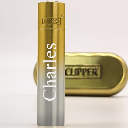 KDO MAGIC - Clipper personalisiert - Feuerzeug mit Gravur - Vorname eingraviert - Mehrere Farben - Geschenkidee zum Geburtstag, Weihnachten, Vatertag (Gold) von KDO MAGIC