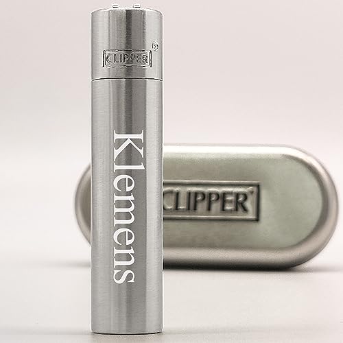 KDO MAGIC - Clipper personalisiert - Feuerzeug mit Gravur - Vorname eingraviert - Mehrere Farben - Geschenkidee zum Geburtstag, Weihnachten, Vatertag (Grau) von KDO MAGIC