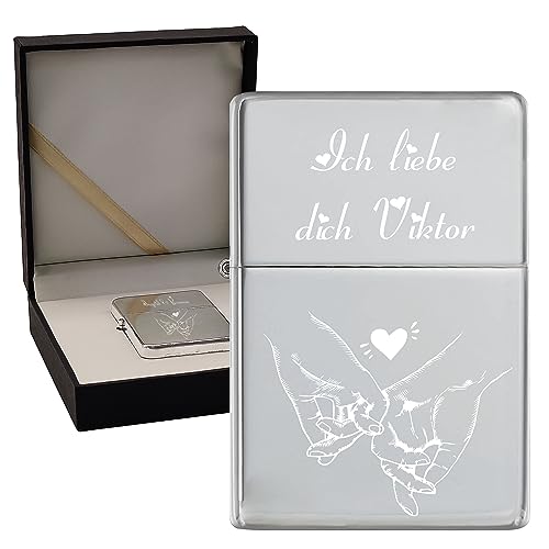 KDO MAGIC - Feuerzeug personalisiert - Eingravierter Vorname - Farbe Grau - Geschenkidee für Herren, Geburtstag, Vatertag (Modell Herz) von KDO MAGIC