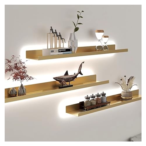 1-stufige schwebende Regale, lichtemittierende Regale, kreatives Bücherregal zum Aufhängen an der Wand, schwebende, wandmontierte Ausstellungsregale, integriertes beleuchtetes LED- von KDOQ