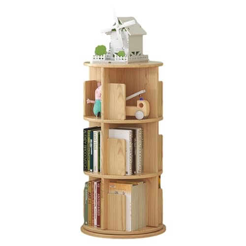 3-stufiges, um 360 Grad drehbares Bodenständer-Bücherregal, drehbares Bücherregal, drehbares Bücherregal, drehbarer Ausstellungsturm, stapelbar, rund, für Kinder (Farbe: B, Größe: von KDOQ