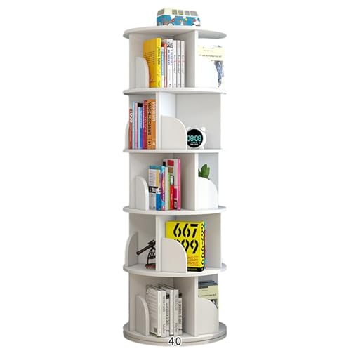 360-Grad-Drehbares Bücherregal, stapelbare Regale, Bücherregal-Organizer für Schlafzimmer, Wohnzimmer, Arbeitszimmer (Farbe: Weiß, Größe: 40 x 160 cm) von KDOQ
