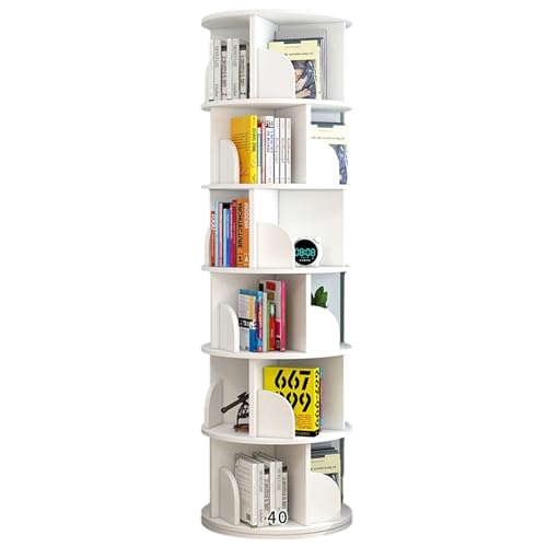 360-Grad-Drehbares Bücherregal, stapelbare Regale, Bücherregal-Organizer für Schlafzimmer, Wohnzimmer, Arbeitszimmer (Farbe: Weiß, Größe: 40 x 191 cm) von KDOQ