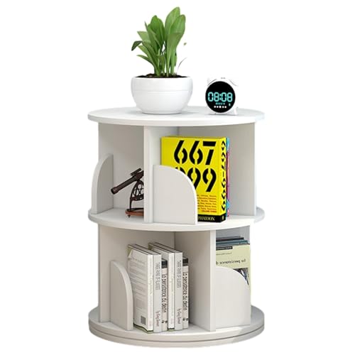 360-Grad-Drehbares Bücherregal, stapelbare Regale, Bücherregal-Organizer für Schlafzimmer, Wohnzimmer, Arbeitszimmer (Farbe: Weiß, Größe: 40 x 66 cm) von KDOQ