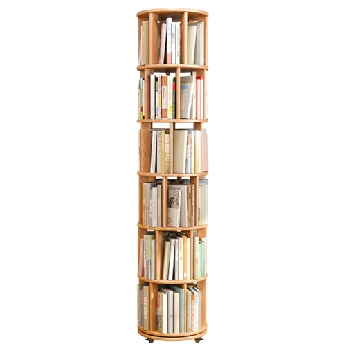 360° drehbare stapelbare Regale, schmales Bücherregal, 360-Grad-Anzeige, drehbares Bücherregal, Bücherregal-Organizer für Schlafzimmer, Wohnzimmer, Arbeitszimmer (Farbe: Hellbraun, von KDOQ