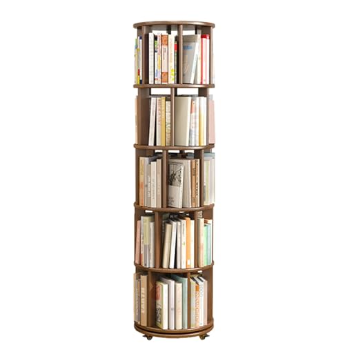 360° drehbare stapelbare Regale, schmales Bücherregal, 360-Grad-Display, drehbares Bücherregal, Bücherregal-Organizer für Schlafzimmer, Wohnzimmer, Arbeitszimmer (Farbe: Braun, Grö von KDOQ