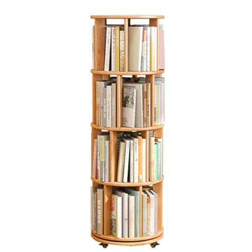 360° drehbare stapelbare Regale, schmales Bücherregal, 360-Grad-Display, drehbares Bücherregal, Bücherregal-Organizer für Schlafzimmer, Wohnzimmer, Arbeitszimmer (Farbe: Hellbraun, von KDOQ