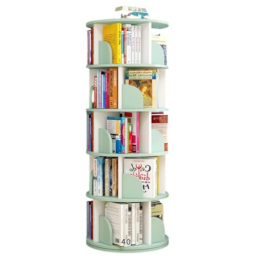 5-stufiges drehbares Bücherregal, 360-Grad-Display, drehbares Bücherregal, Aufbewahrungsregal für Kinder und Erwachsene, multifunktionales drehbares Bücherregal (Farbe: Braun, Größ von KDOQ