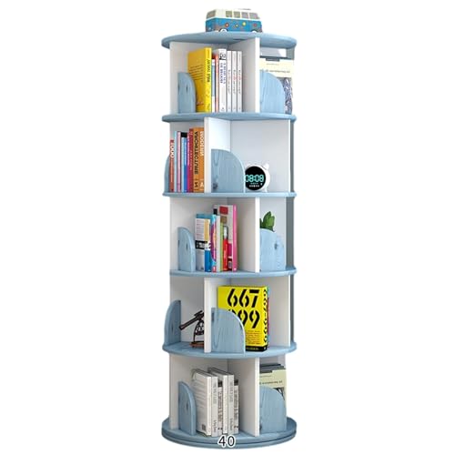 5-stufiges drehbares Bücherregal, 360-Grad-Display, drehbares Bücherregal, Aufbewahrungsregal für Kinder und Erwachsene, multifunktionales drehbares Bücherregal (Farbe: Grün, Größe von KDOQ