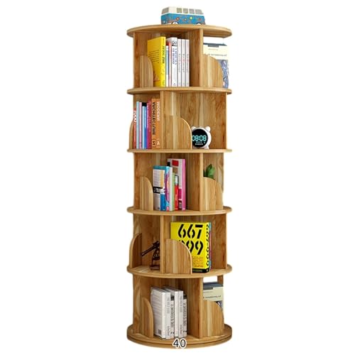 5-stufiges drehbares Bücherregal, 360-Grad-Display, drehbares Bücherregal, Aufbewahrungsregal für Kinder und Erwachsene, multifunktionales drehbares Bücherregal (Farbe: Weiß, Größe von KDOQ
