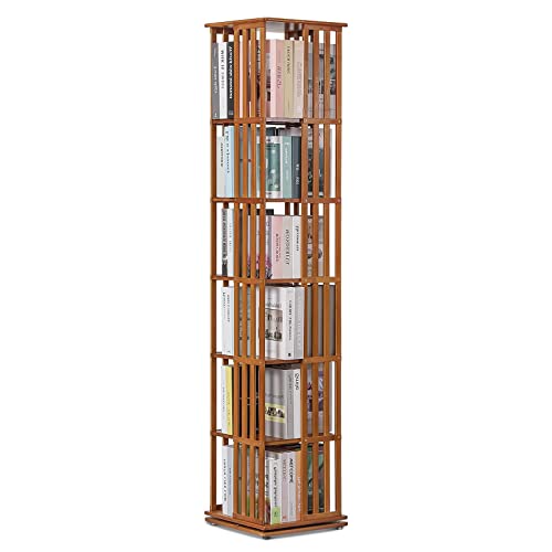 Drehbares Bücherregal aus Bambus, 360-Grad-Aufbewahrungsregal mit offenem Design, ideal für Wohnzimmer, Arbeitszimmer oder Büro – organisieren Sie Ihren Raum effizient von KDOQ