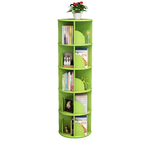 Drehbares Bücherregal mit 5 Ebenen, um 360 ° drehbar, Eckbücherregal aus PVC-Platte, stapelbarer Bücherregal-Organizer, Vitrine für das Wohnzimmer im Büro, Zuhause (Farbe: G, Größe von KDOQ