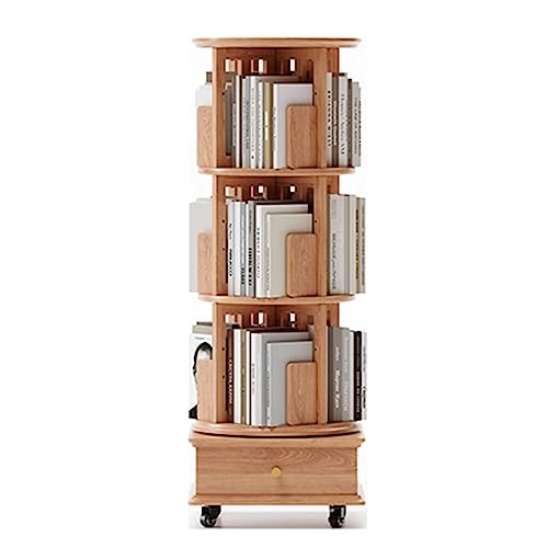 Flexible Bücherregale, um 360° drehbares Bücherregal – 3/4 Etagen, Standbücherregal aus massivem Hartholz – platzsparender Organizer für Arbeitszimmer, Büro – perfekte Möbel, Büche von KDOQ
