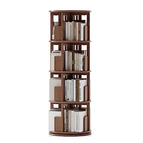 Flexible Bücherregale, um 360° drehbares Bücherregal – 3/4 Etagen, Standbücherregal aus massivem Hartholz – platzsparender Organizer für Arbeitszimmer, Büro – perfekte Möbel, Büche von KDOQ