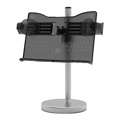 KDOQ Schreibtisch-Lesebuchständer, 180° Winkeleinstellung, Notenständer mit verstellbarer Breite, Clip-Halter, für Rezepte, Lehrbuch, Notenblätter, Telefon, Tablet-Halter, Schwarz von KDOQ