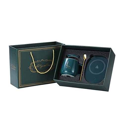 Kaffeebecher Heizung Pad Cup Wärmer Konstante Temperatur Untersetzer Intelligente Kaffeetasse Elektrische Tasse Matte Milch Tee Warmwasserbereiter Home Office Geschenk (Color : Green Gift Set) von KDOQ