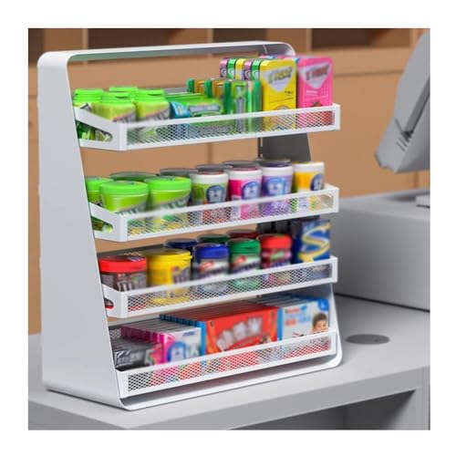 Süßigkeiten-Präsentationsregal, Süßigkeiten-/Snack-Organizer für Arbeitsplatte, Gewürzregal-Lagerregale, Snack-Regal und Pommes-Regal für Geschäfte (Farbe: Weiß-A, Größe: 40 x 15 x von KDOQ