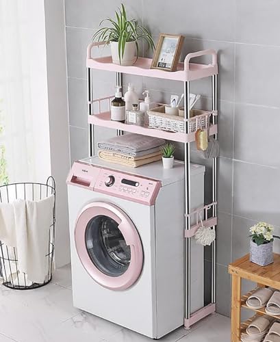 Über Waschmaschinen-Aufbewahrungsregal, Badezimmer, platzsparend, 2-stöckig, stehendes Wäscheregal, multifunktionales platzsparendes Aufbewahrungsregal für Zuhause, geeignet für Ba von KDOQ