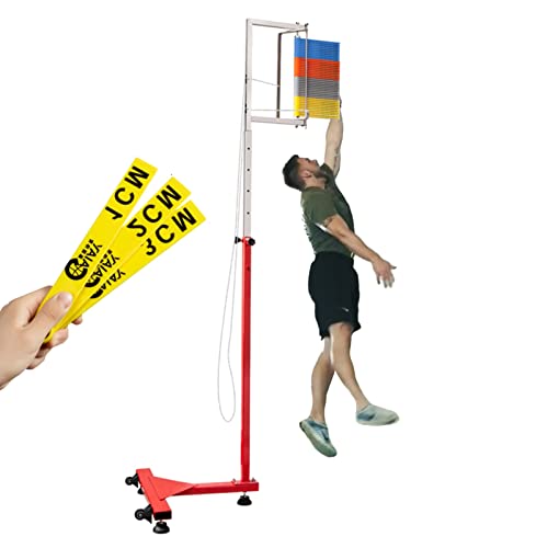 Vertikaler Sprungtester 1,4–3 m/4,5–9,8 Fuß, Volleyball-Trainingshilfe mit Rädern, Sprunghöhenmessgerät, vertikale Sprung-Trainingsausrüstung (Farbe: Bunte Venen) von KDOQ