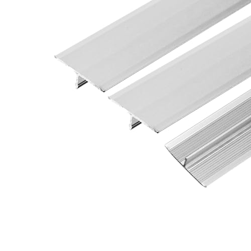 T Übergangsschiene Aluminium Übergangsschienen für Schwellen Fliesen Holzböden Teppich(Size:10mm,Color:Silber) von KDQRMVV