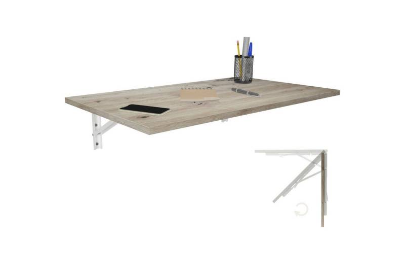 KDR Produktgestaltung Klapptisch 80x50 Wandklapptisch Esstisch Küchentisch Schreibtisch Wand Tisch, Eiche astig von KDR Produktgestaltung