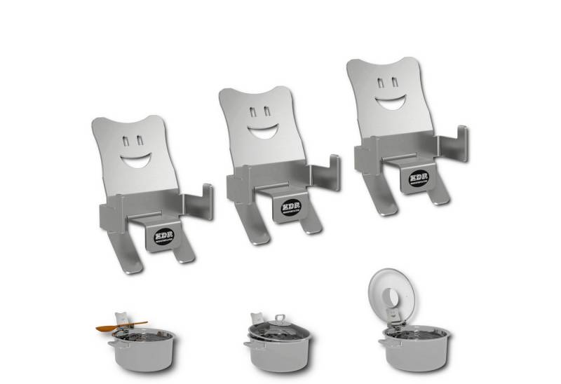 KDR Produktgestaltung Kochtopf Topfdeckelhalter Überkochschutz Deckel Halter Heber Ablage Kochlöffel, (3-tlg), 3x Halter von KDR Produktgestaltung