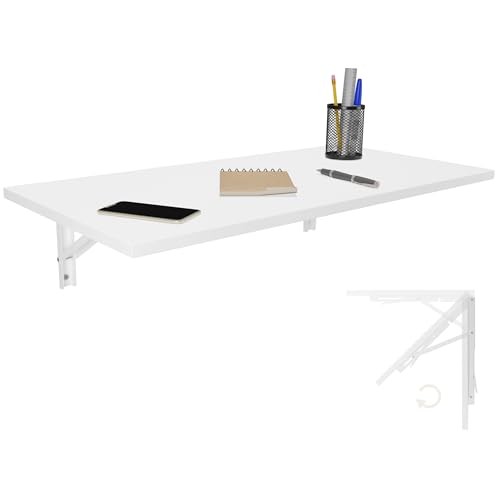 KDR Produktgestaltung Wandklapptisch Schreibtisch Tischplatte 80x40 cm in Weiß Klapptisch Esstisch Küchentisch für die Wand Bartisch Stehtisch Wandtisch Tisch klappbar zur Wandmontage von KDR Produktgestaltung