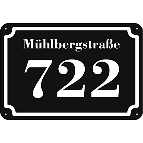 Schwarze Hausnummer und Straße Schild 2mm Aluverbund, 20 x 17 cm individuell nach Ihren Wünschen selbst gestalten von KDS