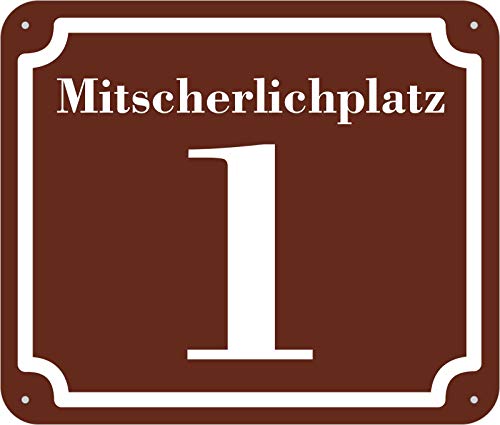 braunes Hausnummer und Straße Schild 2mm Aluverbund, 3-4 Zahlen 24 x 17 cm individuell nach Ihren Wünschen selbst gestalten von KDS