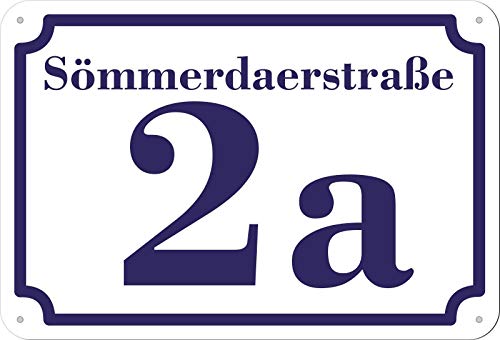 weißes Hausnummer und Straße Schild 2mm Aluverbund, 3-4 Zahlen 24 x 17 cm individuell nach Ihren Wünschen selbst gestalten von KDS
