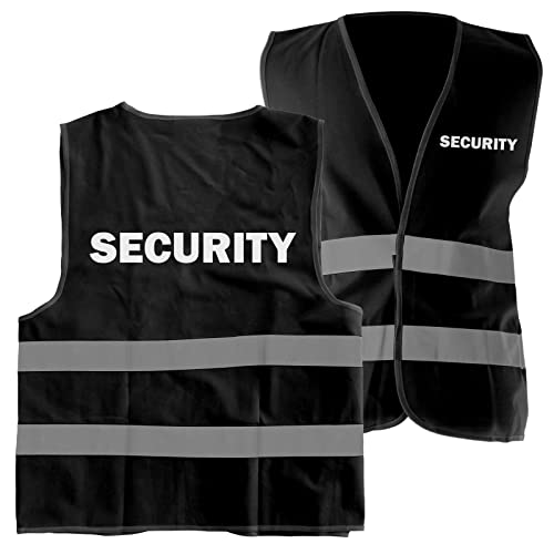 1 Stück Warnweste Security BLACK schwarz mit Reflektorstreifen von KDS