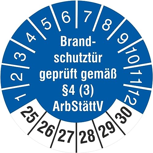 10 Prüfetiketten Brandschutztür geprüft §4 (3) ArbStättV 30 mm 2025-2030 Prüfplaketten von KDS