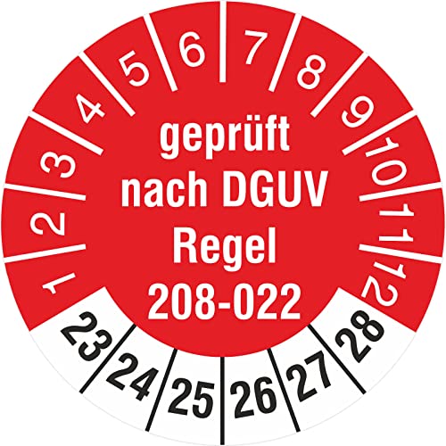 10 Stück Prüfetiketten 30mm geprüft nach DGUV Information 208-022 Türen Tore 2023-28 von KDS