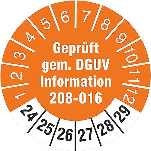 100 Prüfetiketten geprüft DGUV Information 208-016 30 mm Leitern und Tritte 2024 bis 2029 von KDS