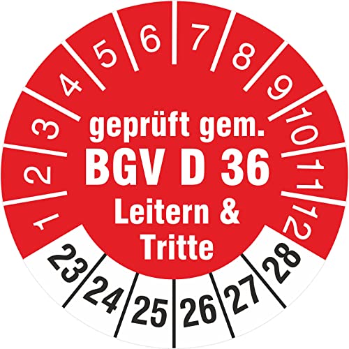 100 Stück Prüfplaketten 30 mm geprüft gemäß BGV D 36 Leitern und Tritte Prüfetiketten 2023-2028 Rollenware stark haftend 100 Stück Prüfplaketten 30 mm geprüft gemäß BGV D 36 Leitern und Tritte Prüfetiketten 2023-2028 Rollenware stark haftend von KDS