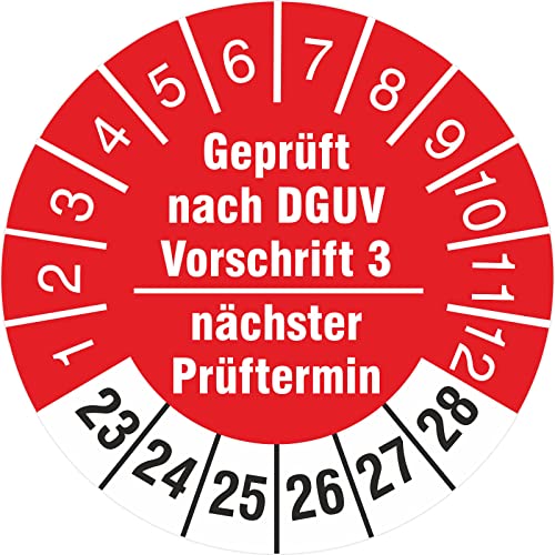 1000 Stück Prüfplaketten 30 mm geprüft nach DGUV Vorschrift 3 nächster Prüftermin 2023-2028 Prüfetiketten Rollenware stark haftend 1000 Stück Prüfplaketten 30 mm geprüft nach DGUV Vorschrift 3 nächster Prüftermin 2023-2028 Prüfetiketten Rollenware stark haftend von KDS