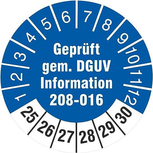 50 Prüfetiketten 30 mm geprüft DGUV Information 208-016 Leitern und Tritte 2025-2030 von KDS