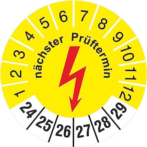 50 Stück Prüfplakette 18 mm nächste Elektro Prüfung Elektrotechnik 2024-2029 Prüfetiketten von KDS