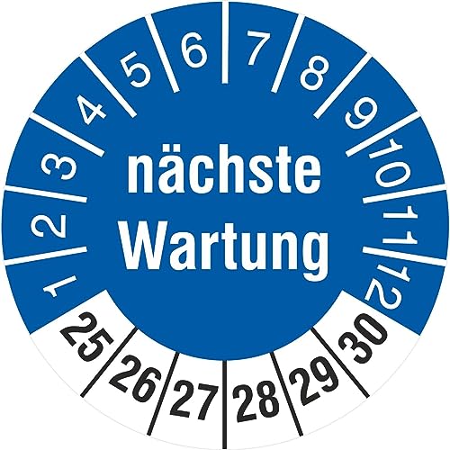 50 x Prüfplakette nächste Wartung 18 mm Prüfetiketten 2025-2030 von KDS