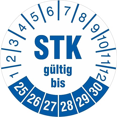 500 Prüfetiketten 30 mm STK Prüfung Medizintechnik 2025-2030 Prüfplaketten Aufkleber von KDS