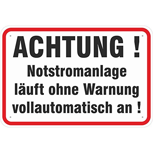 Aufkleber 20x30 cm Achtung Notstromanlage läuft vollautomatisch an PVC Folie selbstklebend wetterfest UV-beständig Aufkleber 20x30 cm Achtung Notstromanlage läuft vollautomatisch an PVC Folie selbstklebend wetterfest UV-beständig von KDS