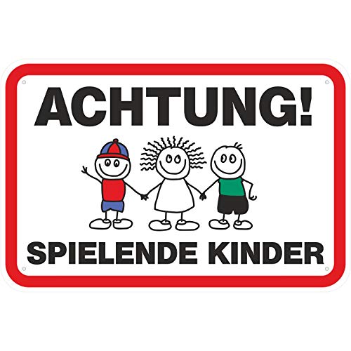 Aufkleber Achtung/Vorsicht spielende Kinder 2" PVC Folie selbstklebend 20 x 30 cm von KDS