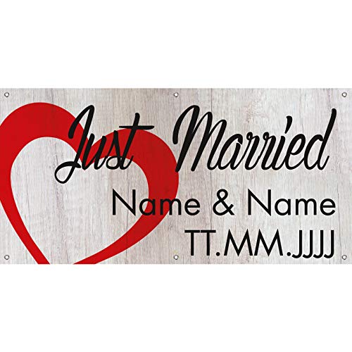 KDS Banner Just Married Hochzeit mit Namen und Datum selbst gestalten 2x1m von KDS