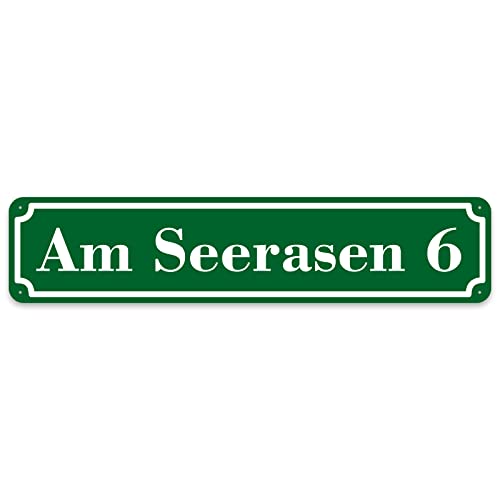 Langes Hausnummer und Straße Schild GRÜN 2mm Aluverbund, 50 x 11 cm jetzt selbst gestalten von KDS